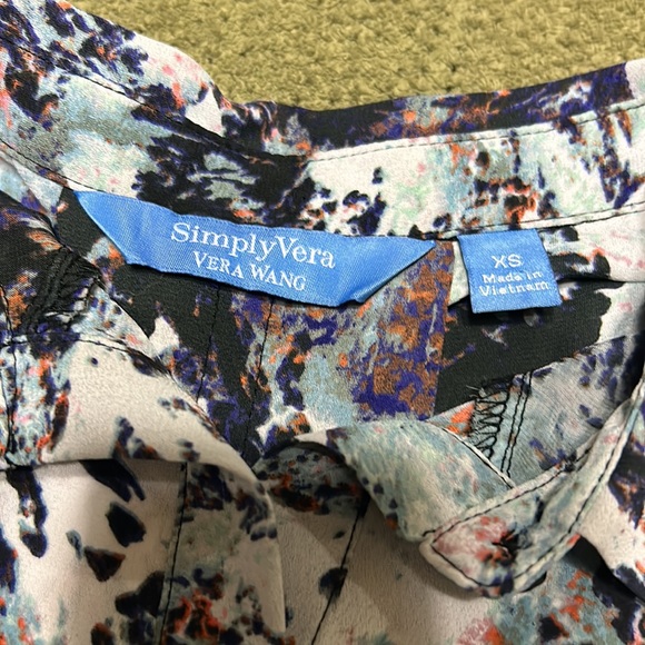 Simply Vera Vera wang sleeveless blouse blue and orange color way size XS - Picture 3 of 3